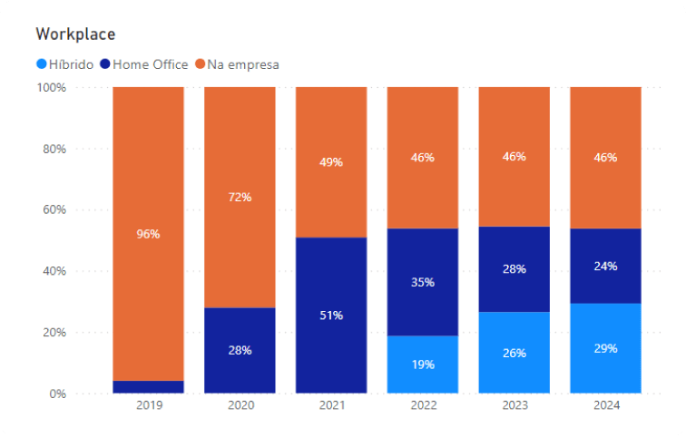 Gráfico de vagas analizadas entre 2019 e 2024